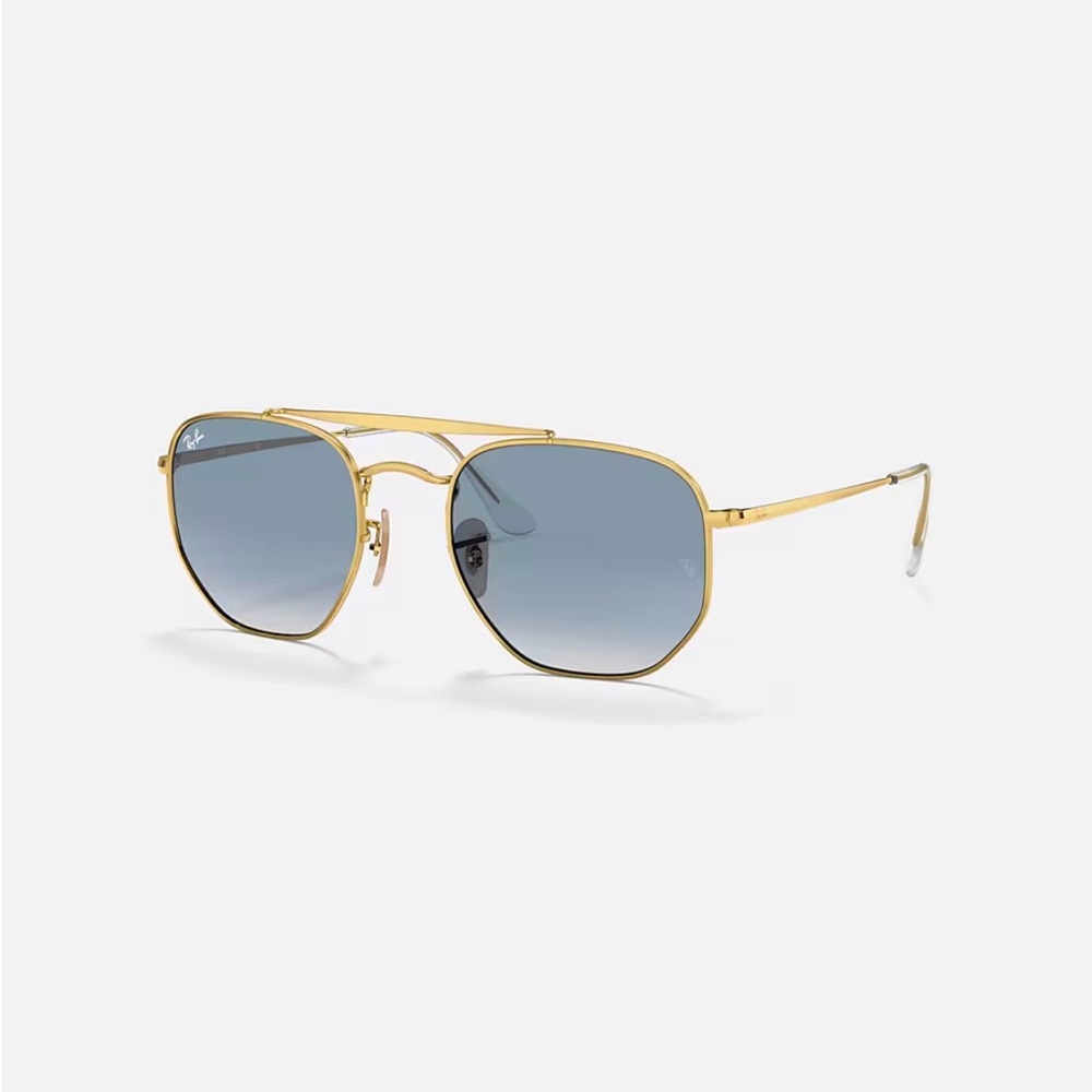 Ray-Ban Marshal Gold Frame Sunglasses with Light Blue Gradient Lenses